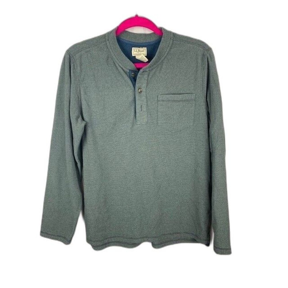 L L Bean Size S Mens Fleece Shirt Gray Long Sleeve 1/4 Button
